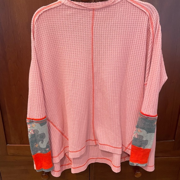 Free People We the Free Waffle Knit Thermal Top Women's XS Oversized Stretch - Picture 3 of 5